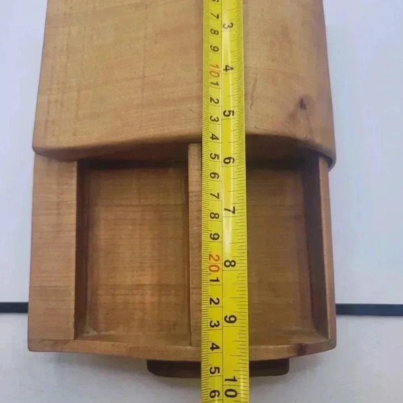 Keepsake Box Nautical Wave Shaped Cherry Wood Bandsaw 2 Compartment Handmade. - Picture 12 of 12